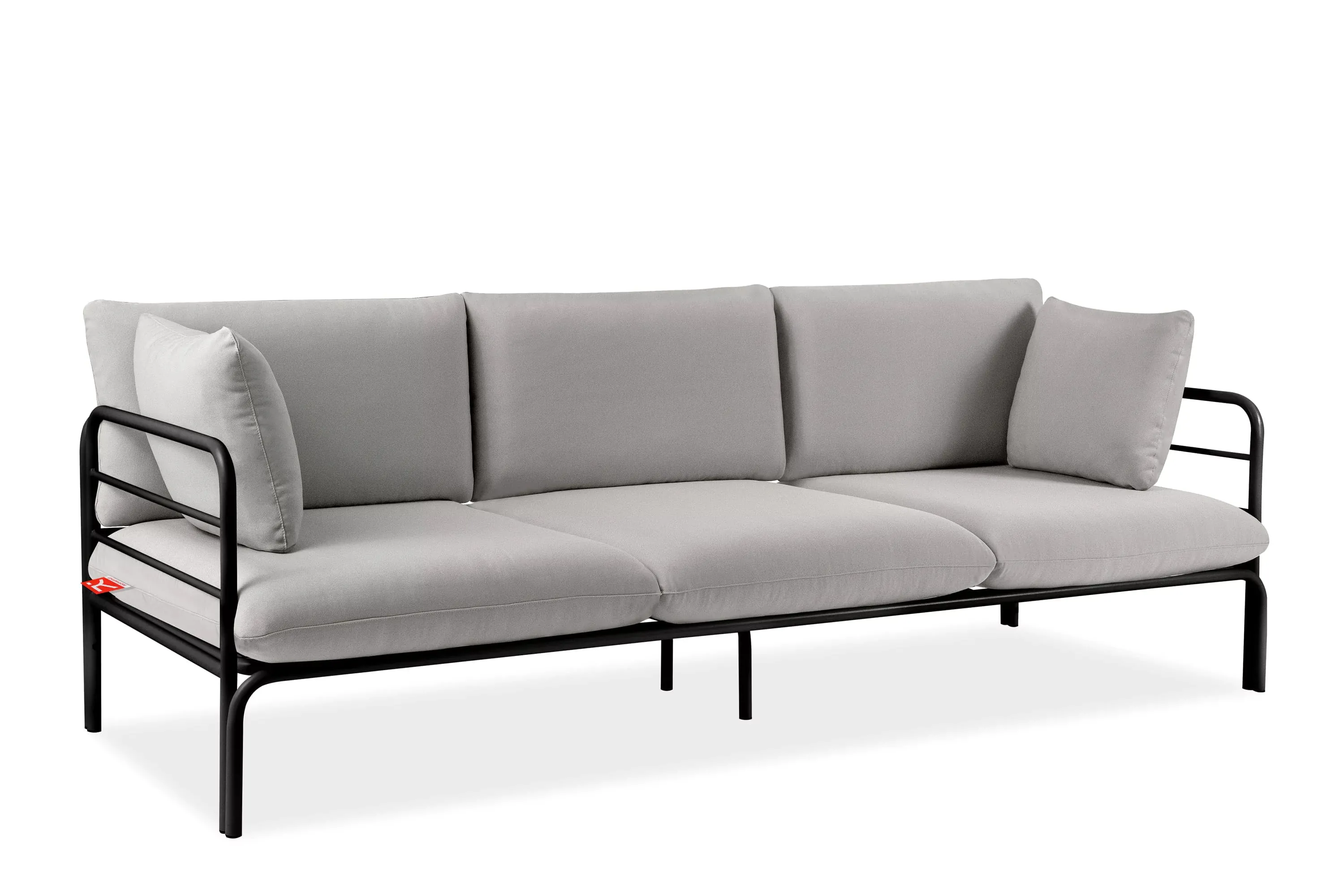 Lauko sofa RAMBI 3, juoda/pilka, 225x80x80 cm