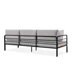 Lauko sofa RAMBI 3, juoda/pilka, 225x80x80 cm