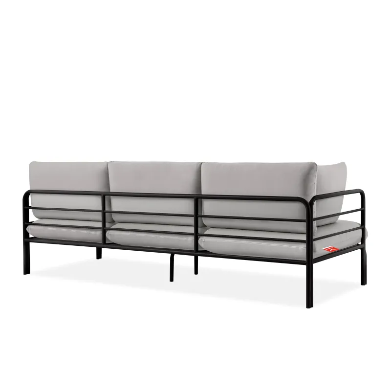Lauko sofa RAMBI 3, juoda/pilka, 225x80x80 cm