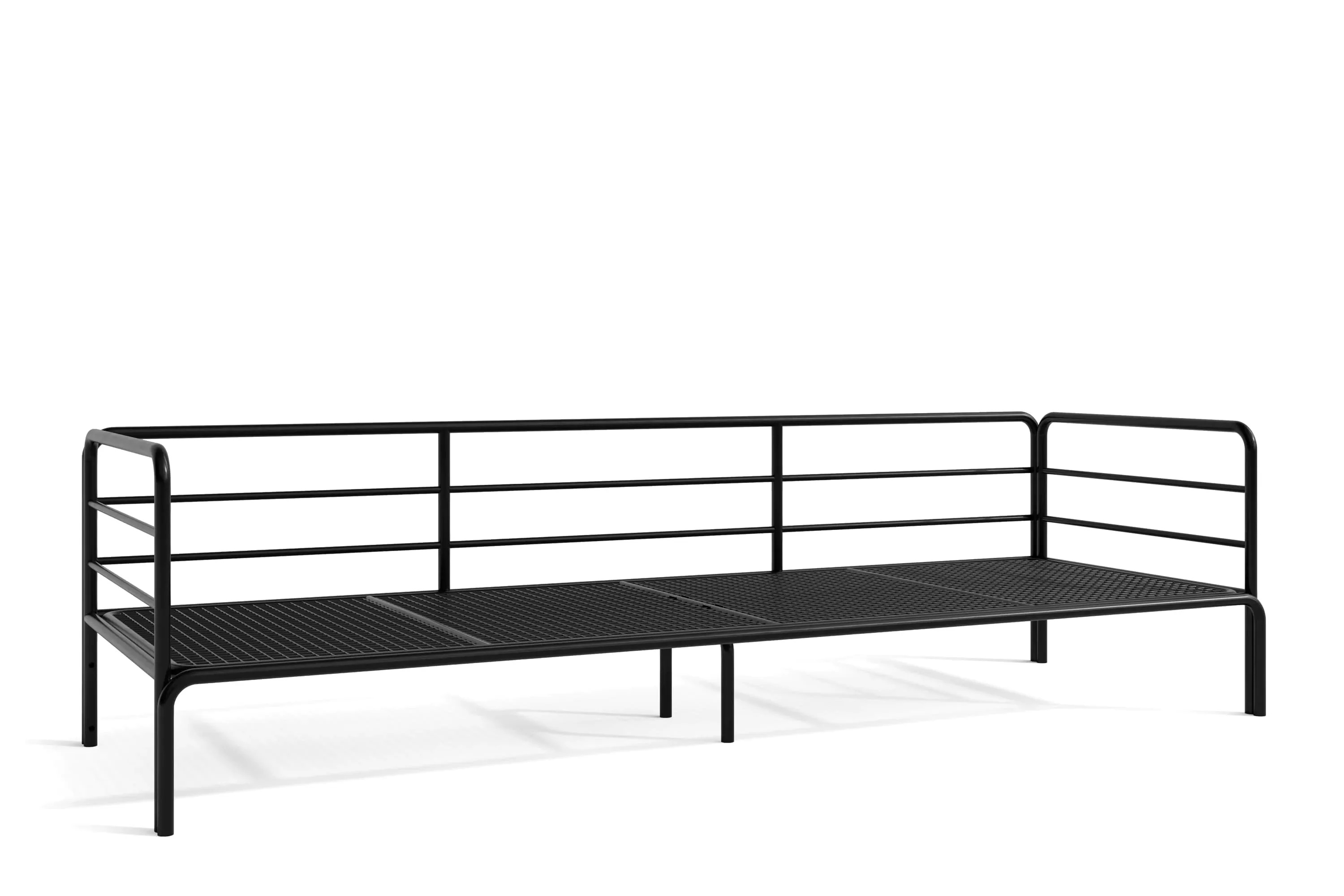 Lauko sofa RAMBI 3, juoda/pilka, 225x80x80 cm