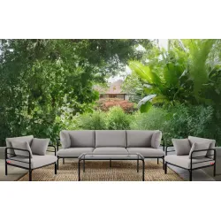 Lauko sofa RAMBI 3, juoda/pilka, 225x80x80 cm