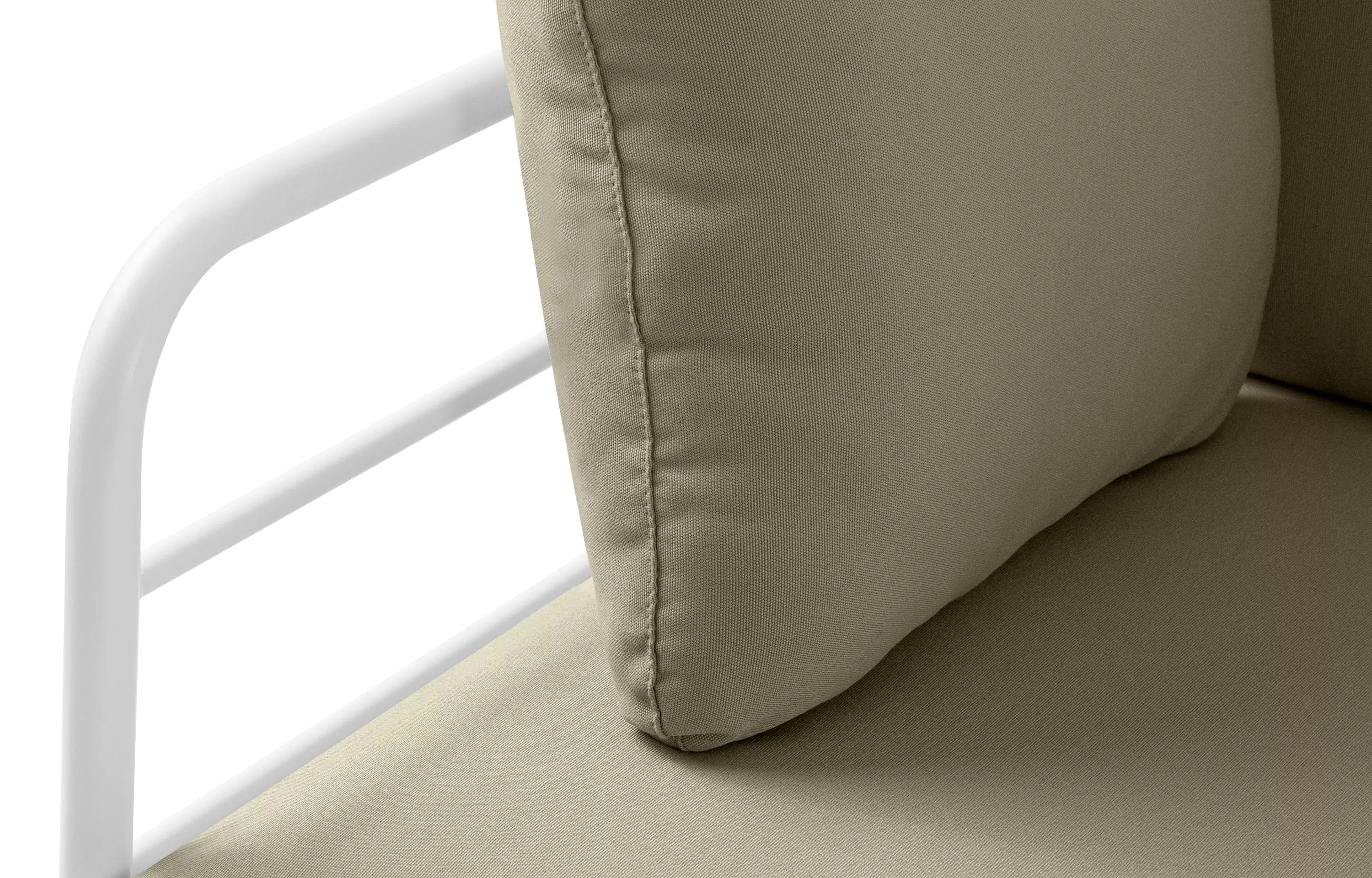 Kampinė lauko sofa RAMBI, balta/smėlio, 304x229x80 cm