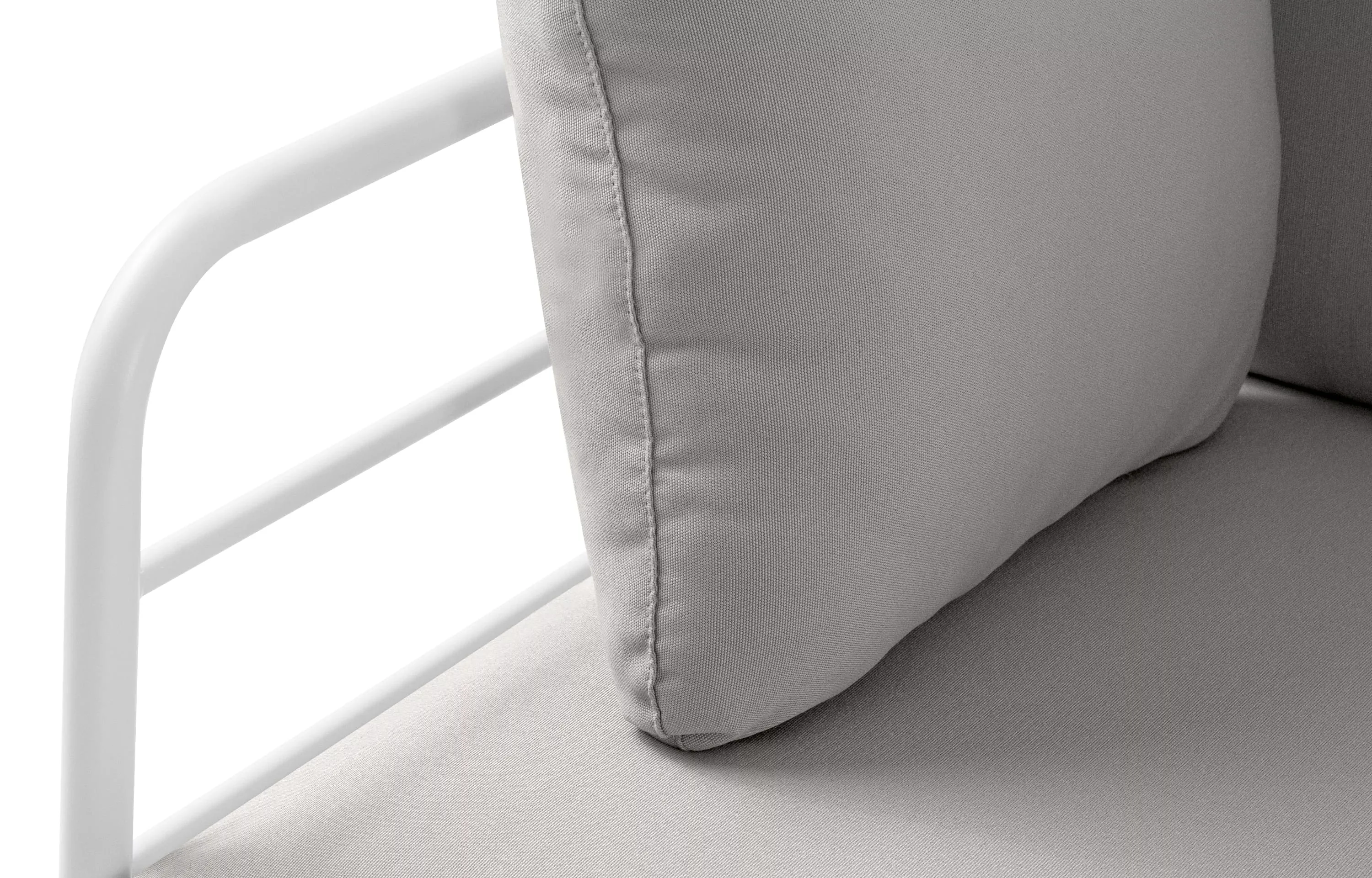 Kampinė lauko sofa RAMBI, balta/pilka, 304x229x80 cm