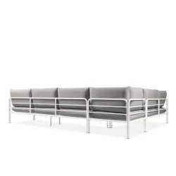 Kampinė lauko sofa RAMBI, balta/pilka, 304x229x80 cm