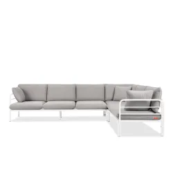 Kampinė lauko sofa RAMBI, balta/pilka, 304x229x80 cm
