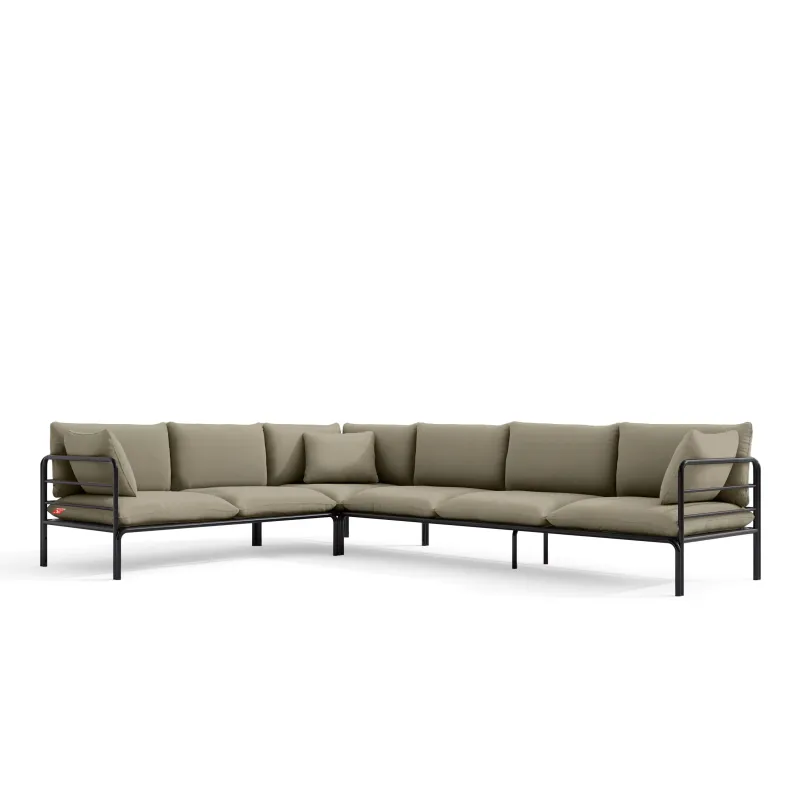 Kampinė lauko sofa RAMBI, juoda/smėlio, 304x229x80 cm