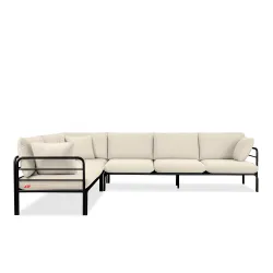 Kampinė lauko sofa RAMBI, juoda/kreminė, 304x229x80 cm