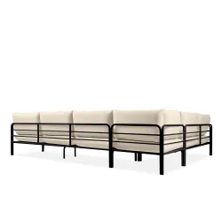 Kampinė lauko sofa RAMBI, juoda/kreminė, 304x229x80 cm