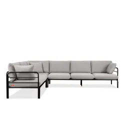 Kampinė lauko sofa RAMBI, juoda/pilka, 304x229x80 cm