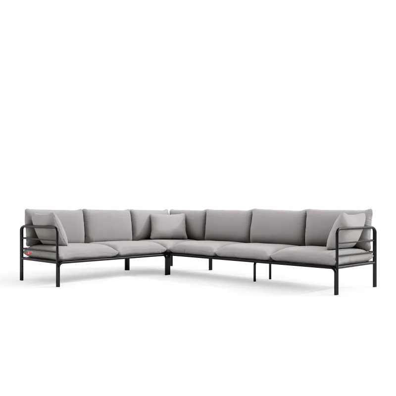 Kampinė lauko sofa RAMBI, juoda/pilka, 304x229x80 cm