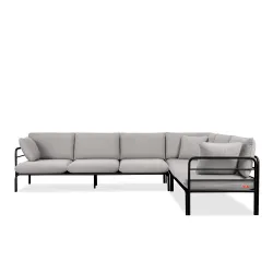 Kampinė lauko sofa RAMBI, juoda/pilka, 304x229x80 cm