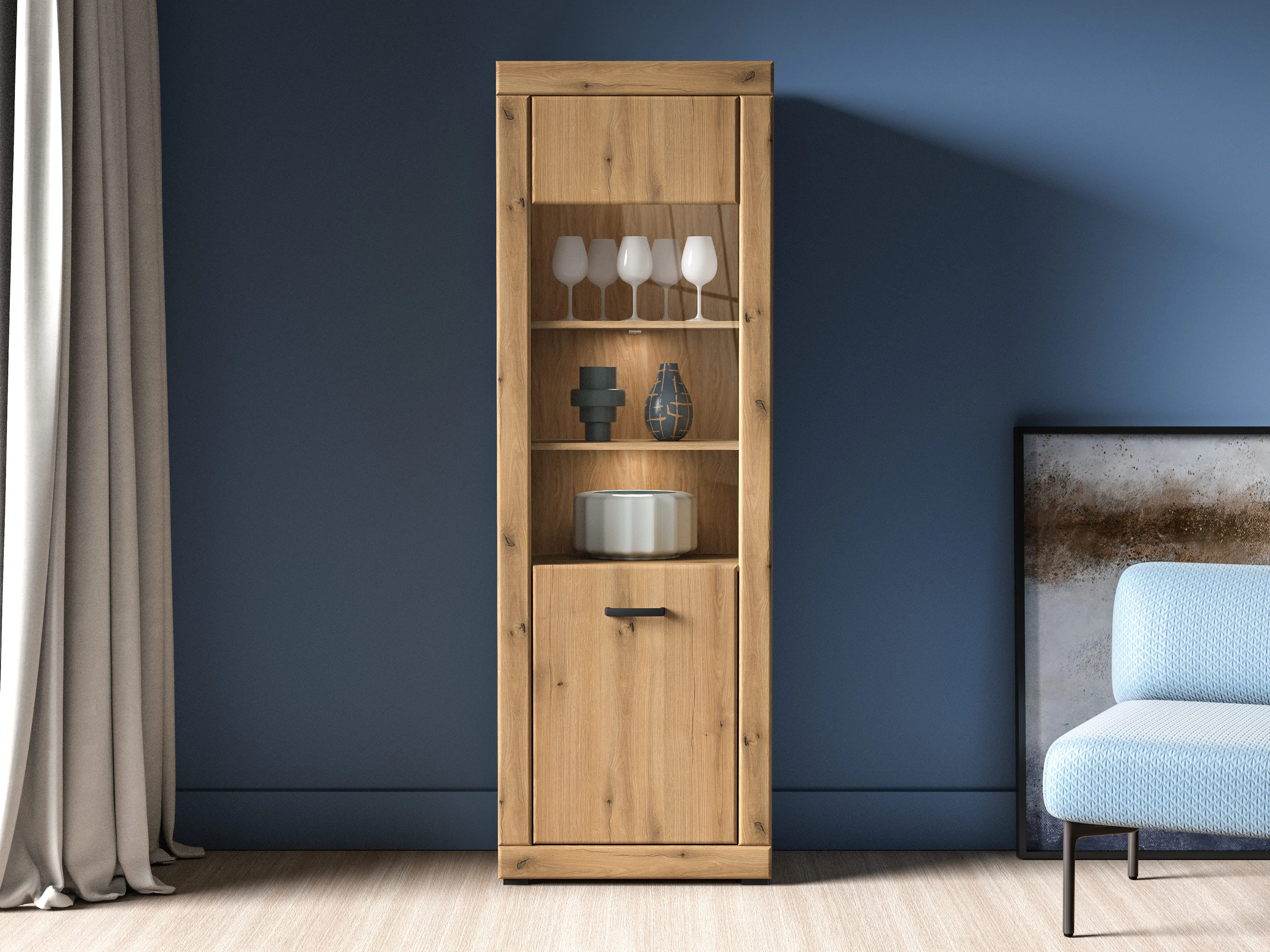 Aukšta vitrina DORO, 65x40x195 cm