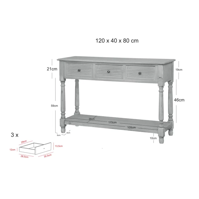 Konsolė 80 LIVORNO, juoda, 120x40x80 cm