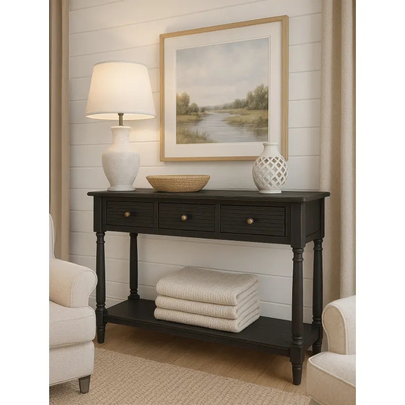 Konsolė 80 LIVORNO, juoda, 120x40x80 cm