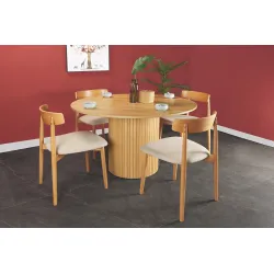 Apvalus valgomojo stalas SF320, ąžuolo, 120x120x75 cm