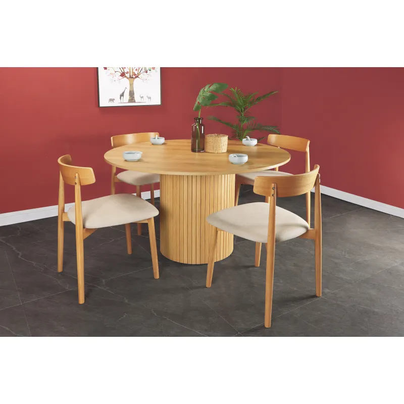 Apvalus valgomojo stalas SF320, ąžuolo, 120x120x75 cm