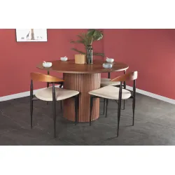 Apvalus valgomojo stalas SF320, riešutmedžio, 120x120x75 cm