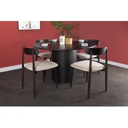 Apvalus valgomojo stalas SF320, juodas, 120x120x75 cm