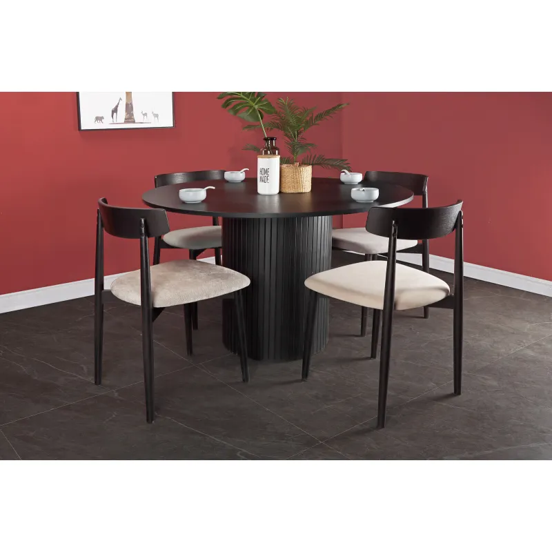 Apvalus valgomojo stalas SF320, juodas, 120x120x75 cm