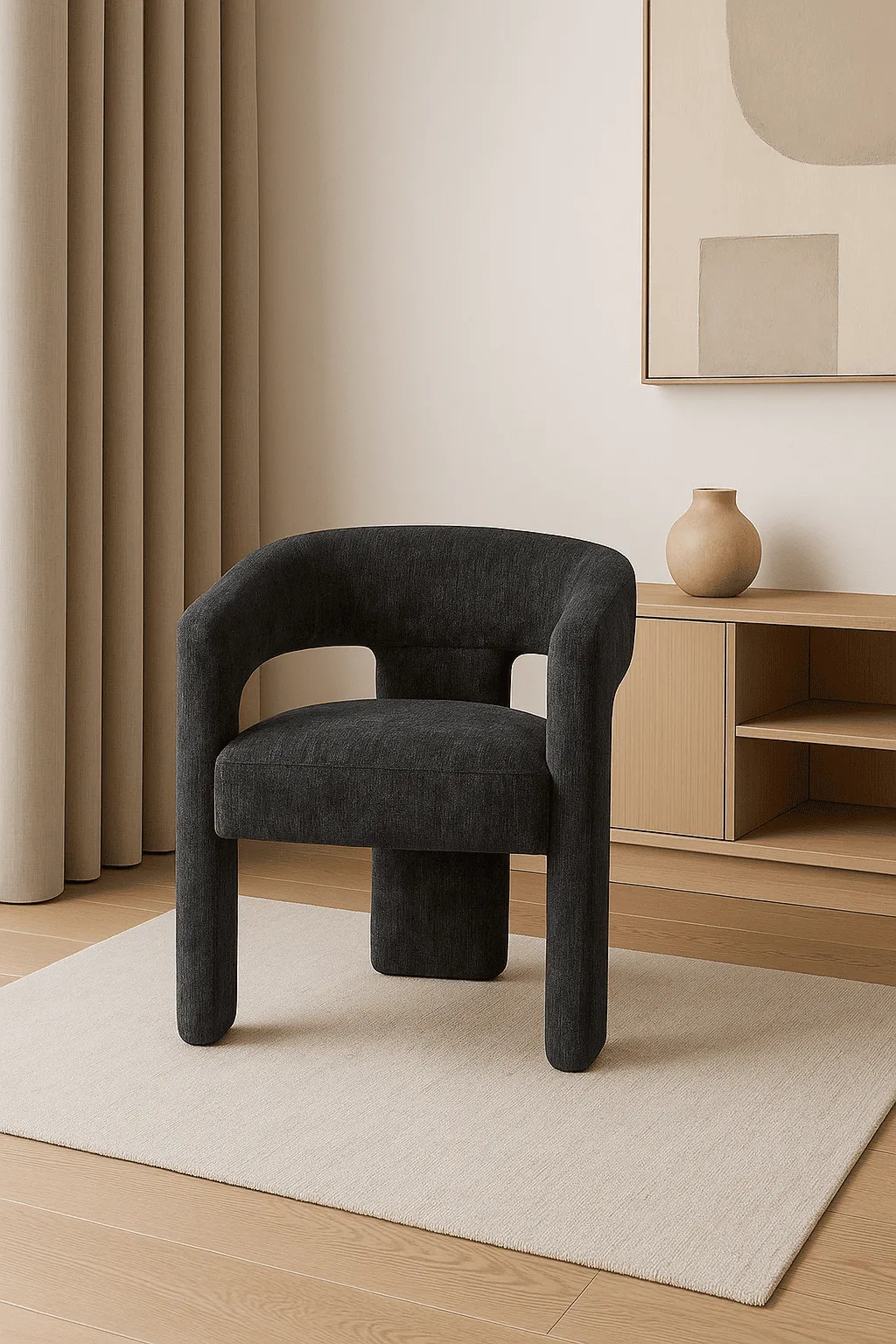Minkšta kėdė LEITH, black, 62x58x75 cm