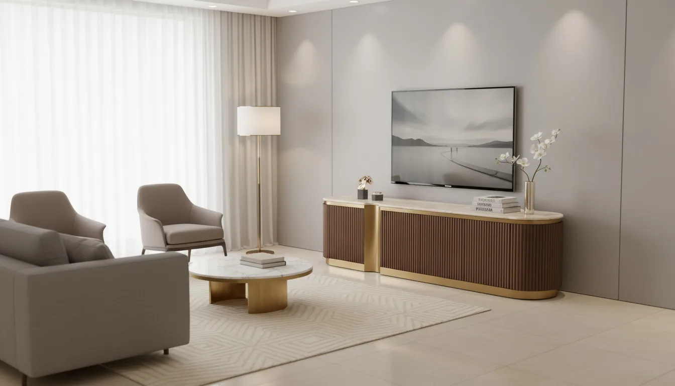 TV spintelė STILI, riešutmedžio, 200x40x50 cm