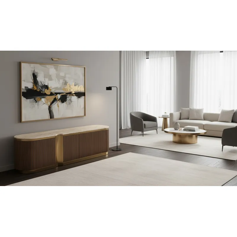 TV spintelė STILI, riešutmedžio, 200x40x50 cm