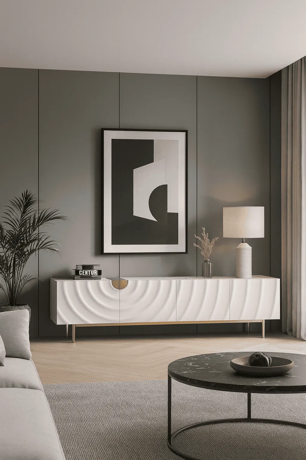 TV spintelė STILI, balta-ecru, 200x40x50 cm