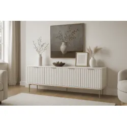 TV spintelė STILI, balta-ecru, 200x40x55 cm