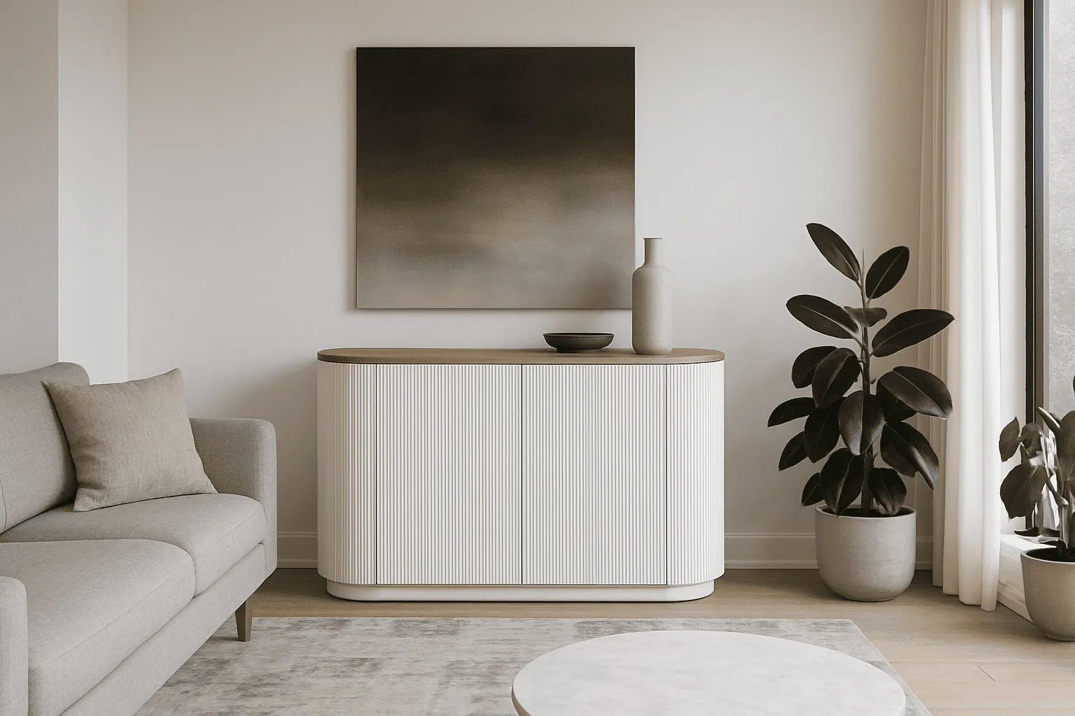 Spintelė STILI, balta-ecru, 120x40x86 cm