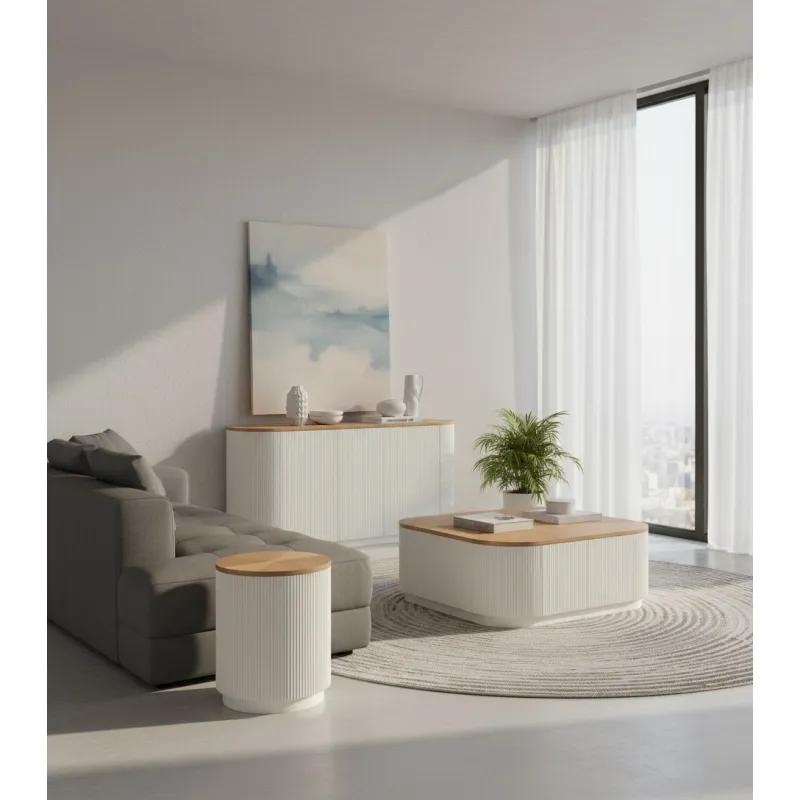 Spintelė STILI, balta-ecru, 120x40x86 cm