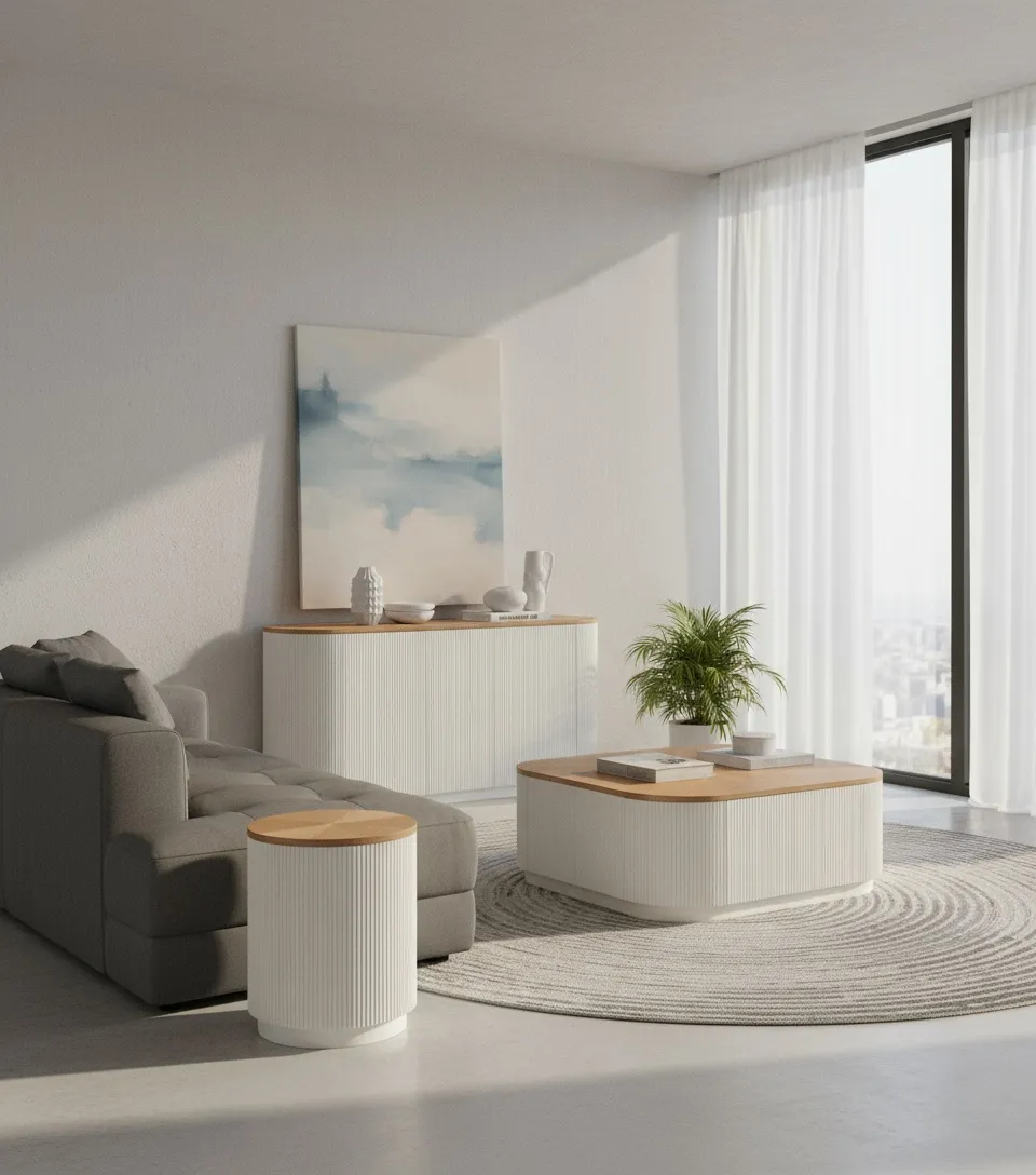 Spintelė STILI, balta-ecru, 120x40x86 cm