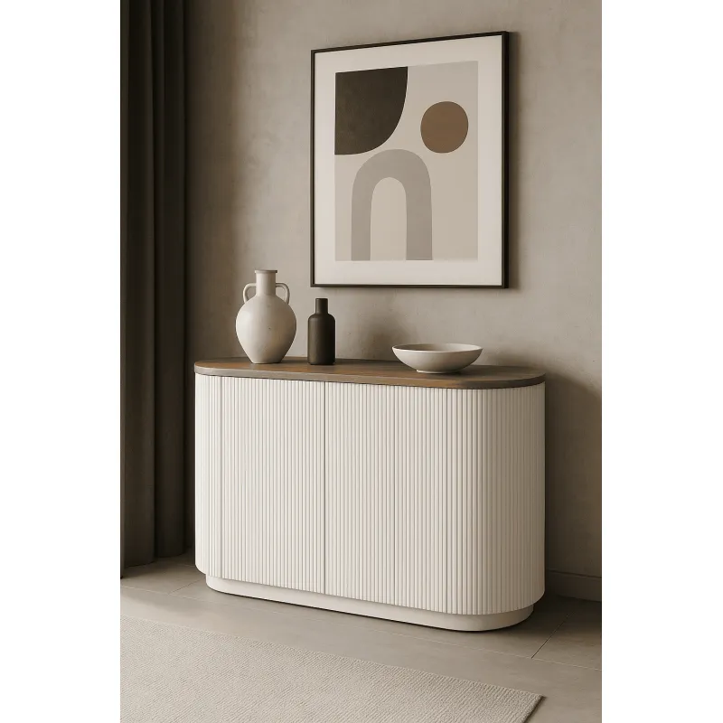 Spintelė STILI, balta-ecru, 120x40x86 cm