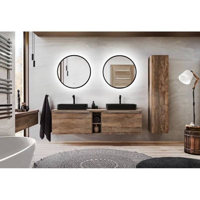 Pakabinama vonios spintelė su praustuvais 826D SANTA OAK