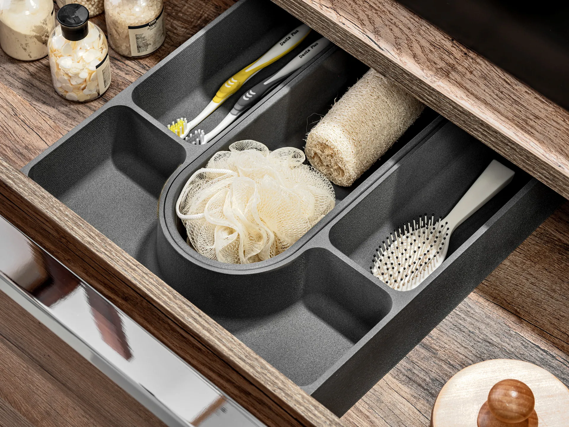 Pakabinama vonios spintelė su praustuvais 828D SANTA OAK