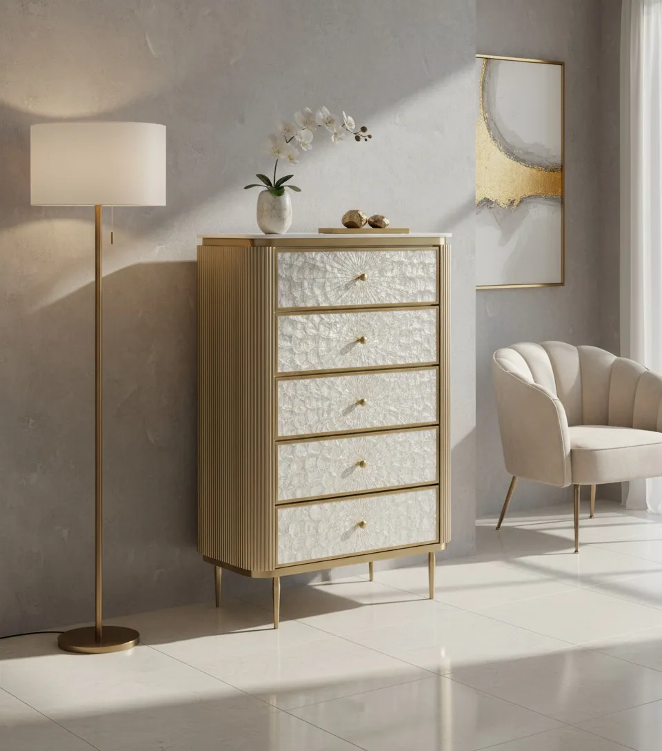 Komoda STILI, aukso, 80x40x120 cm