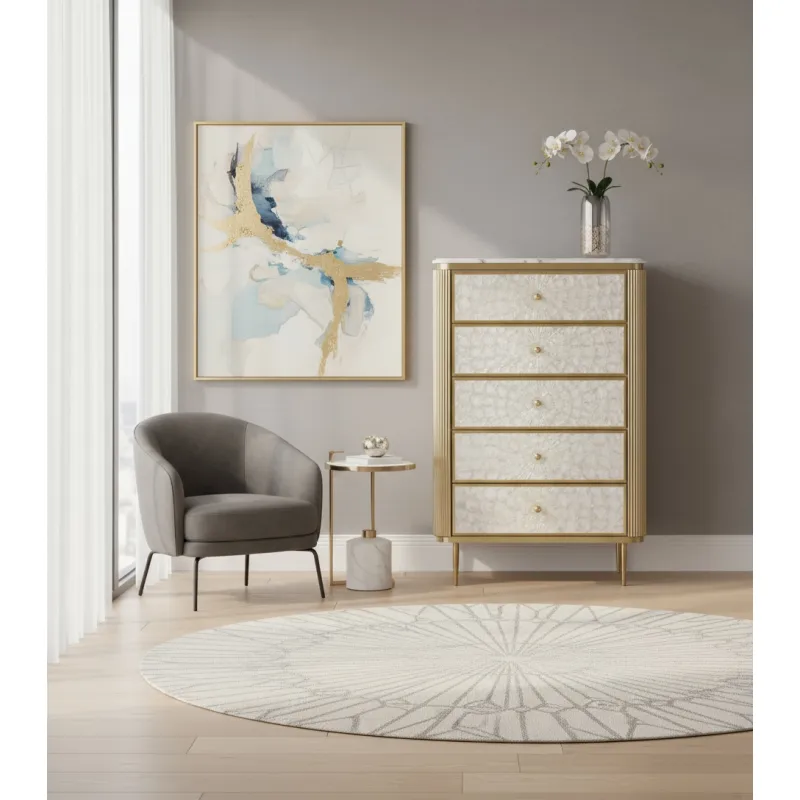 Komoda STILI, aukso, 80x40x120 cm