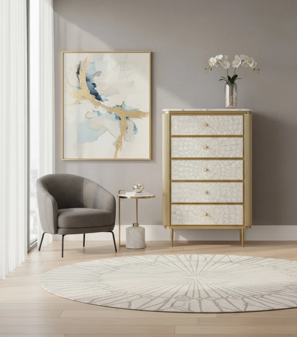 Komoda STILI, aukso, 80x40x120 cm