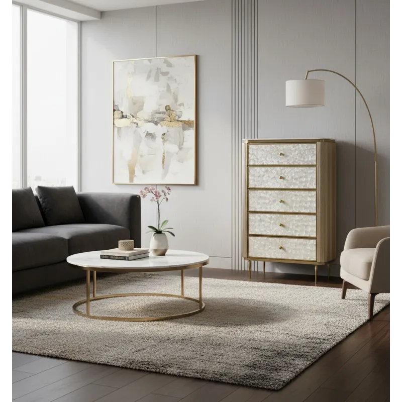 Komoda STILI, aukso, 80x40x120 cm