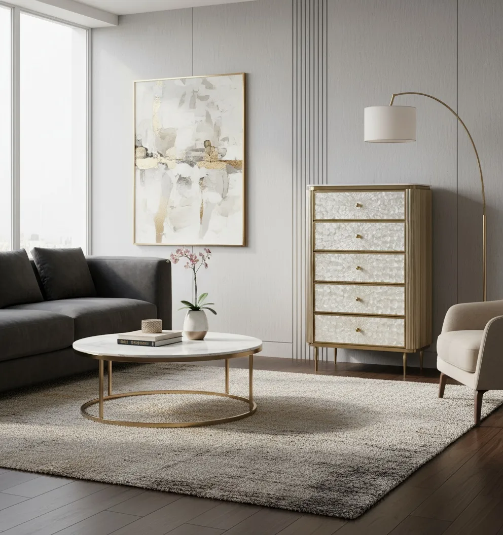 Komoda STILI, aukso, 80x40x120 cm