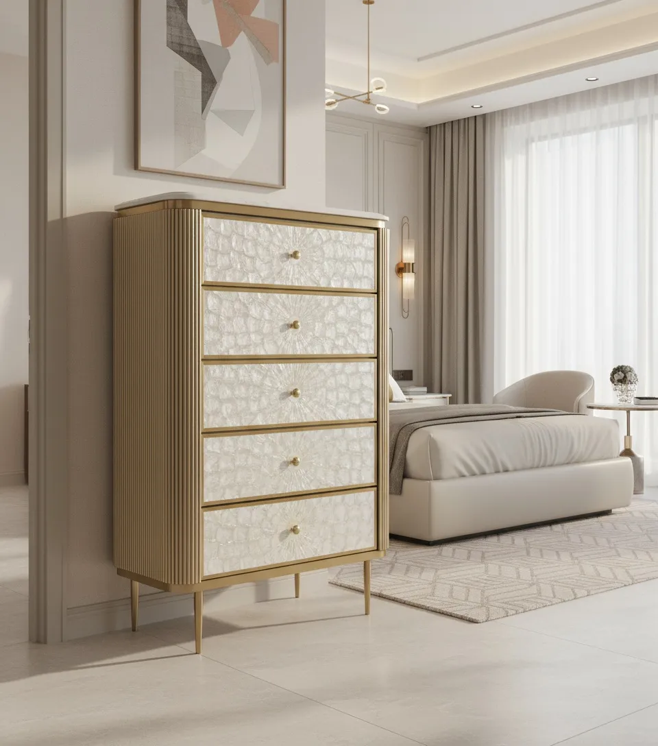 Komoda STILI, aukso, 80x40x120 cm