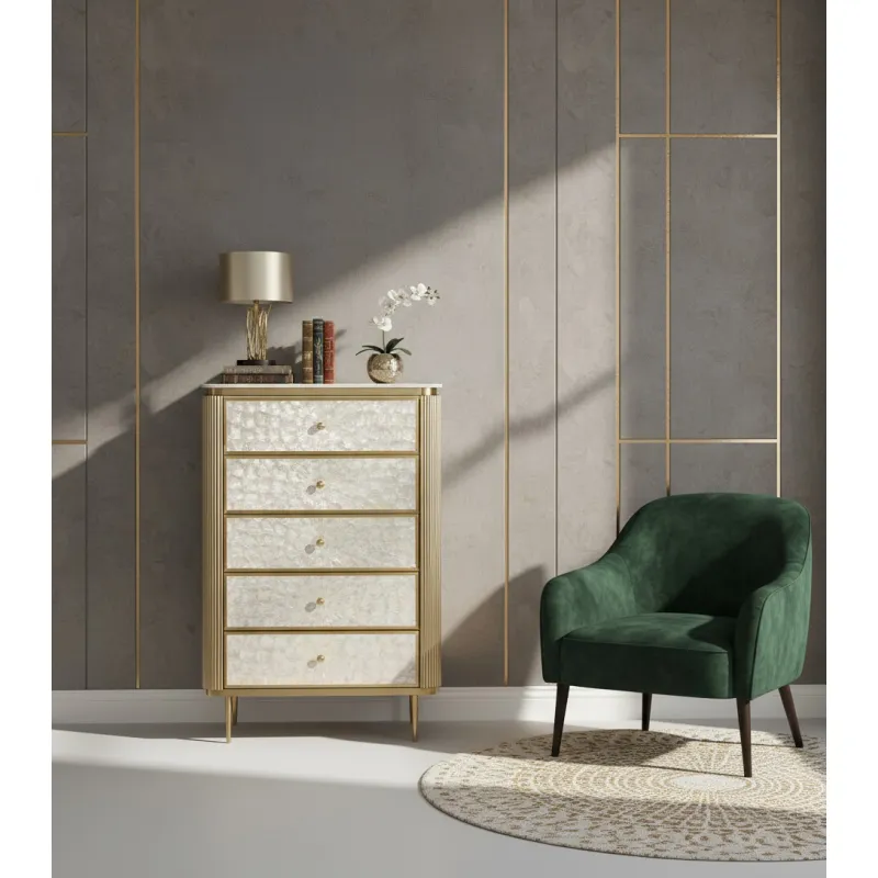 Komoda STILI, aukso, 80x40x120 cm