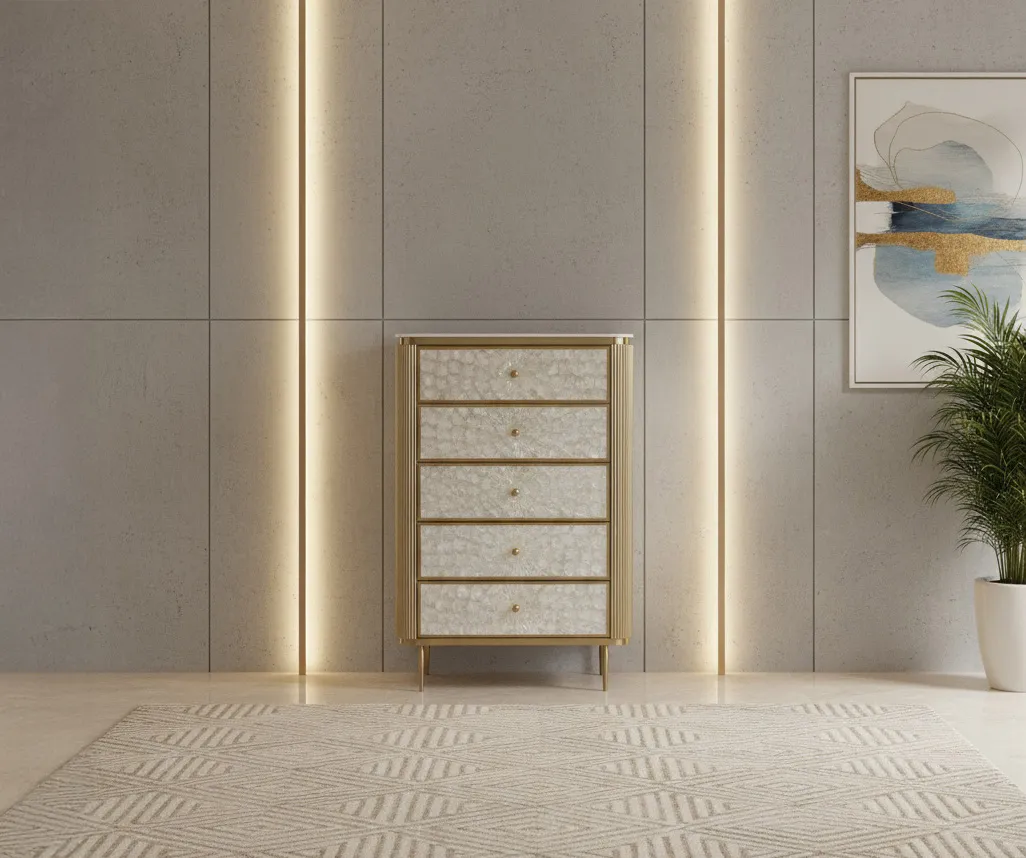 Komoda STILI, aukso, 80x40x120 cm