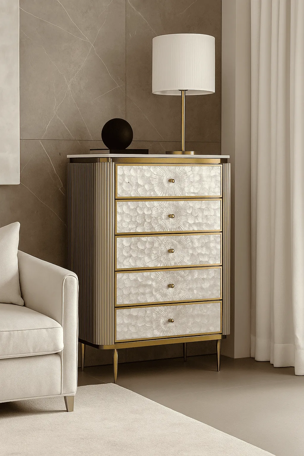 Komoda STILI, aukso, 80x40x120 cm