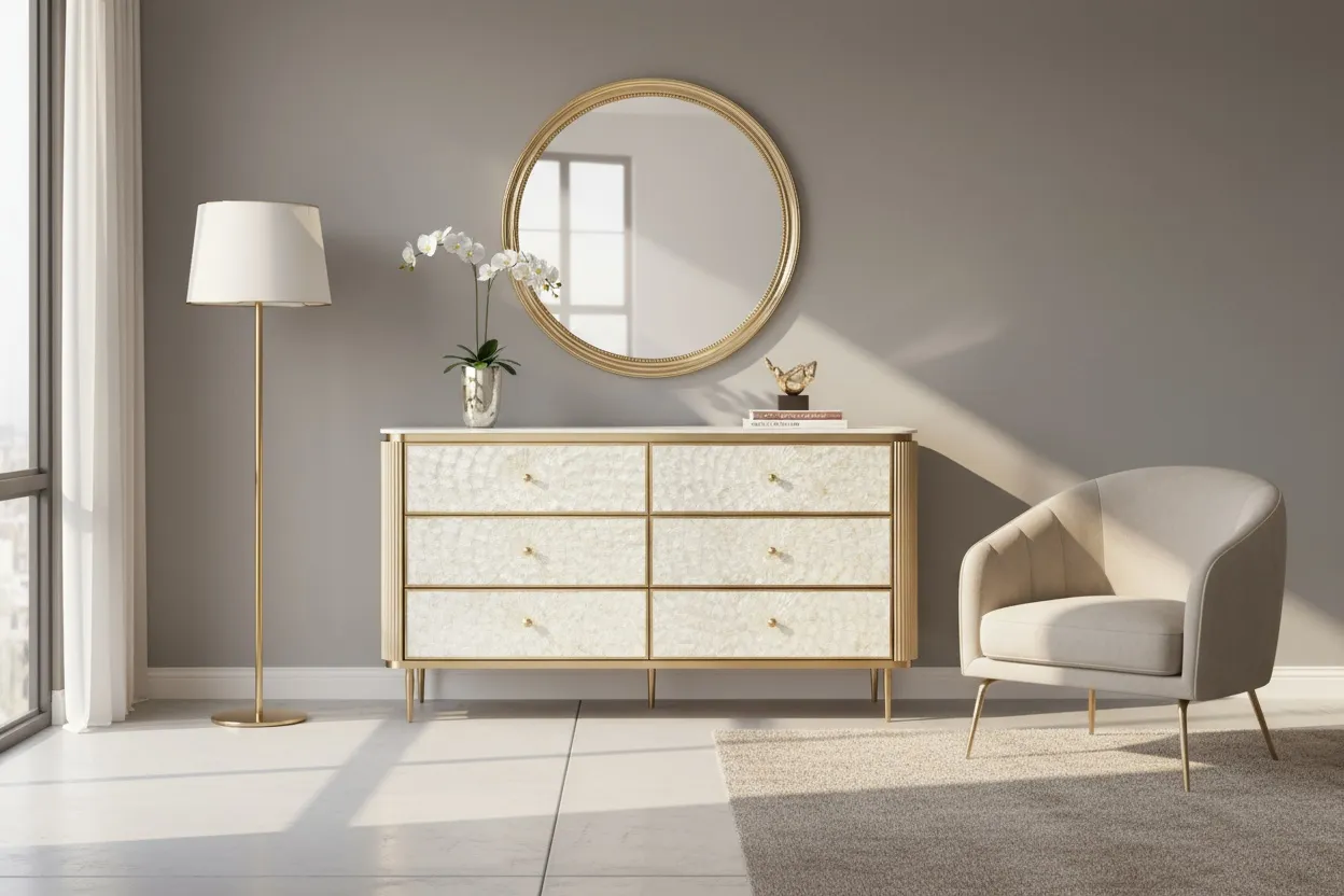 Komoda STILI, aukso, 160x40x90 cm