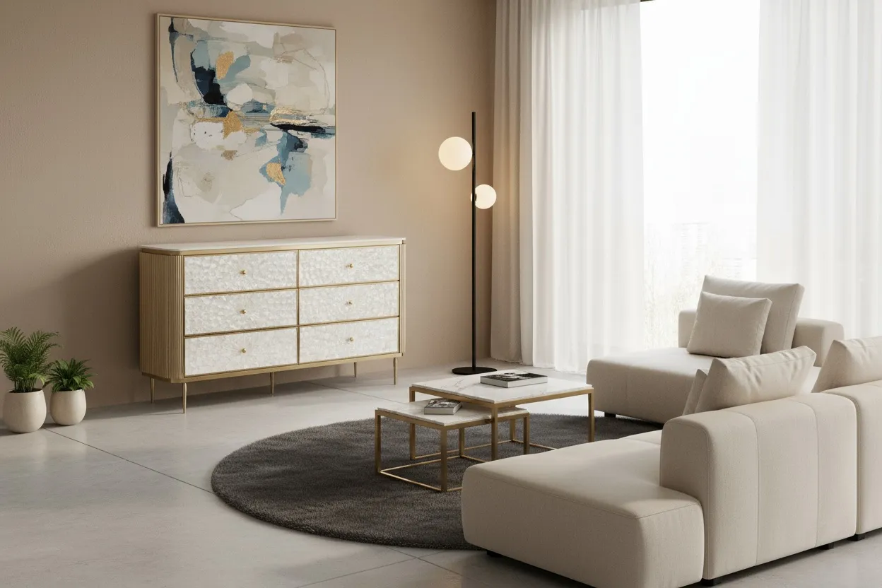 Komoda STILI, aukso, 160x40x90 cm