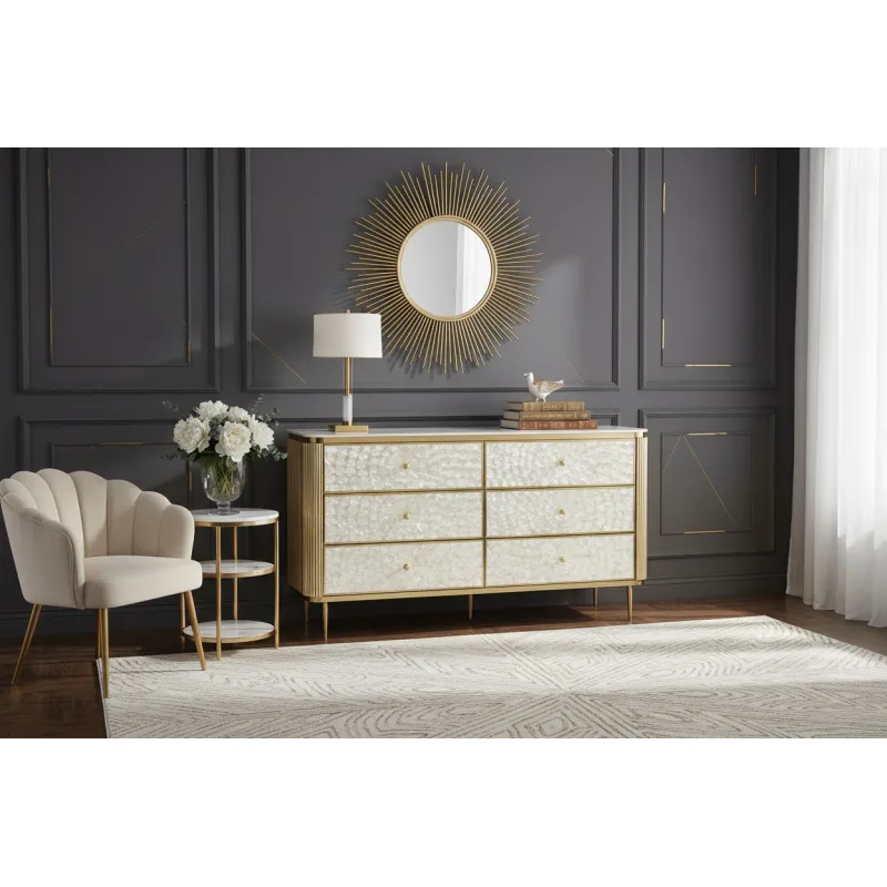 Komoda STILI, aukso, 160x40x90 cm
