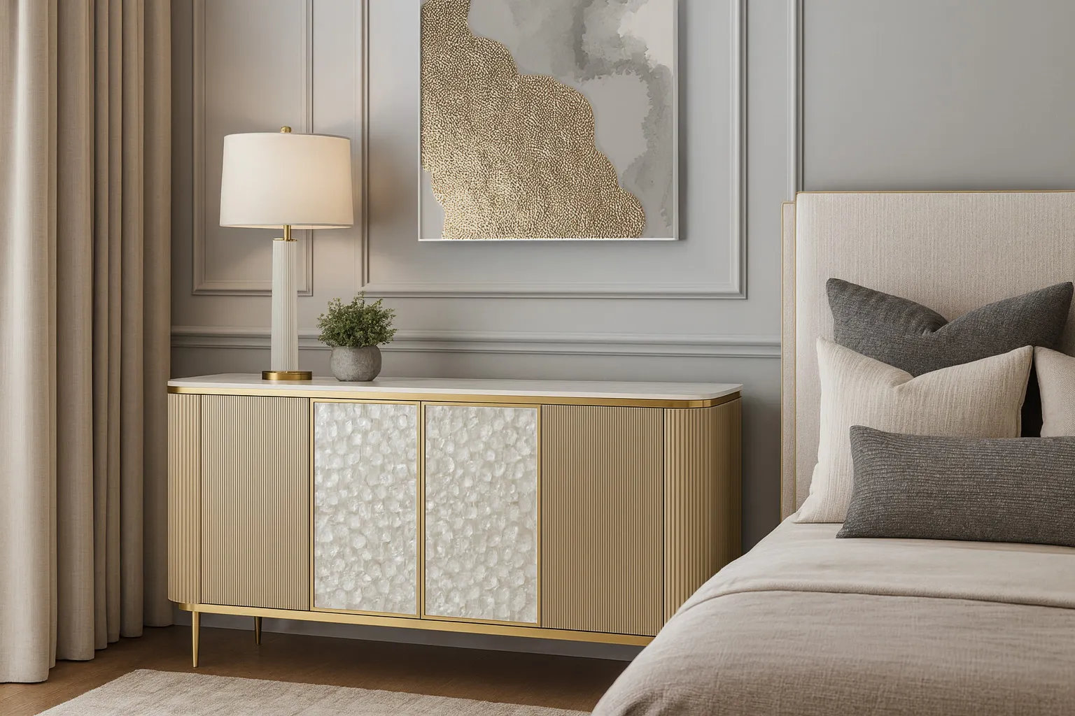 Spintelė STILI, aukso, 160x40x90 cm