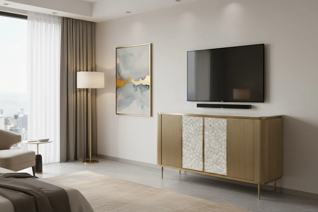 Spintelė STILI, aukso, 160x40x90 cm