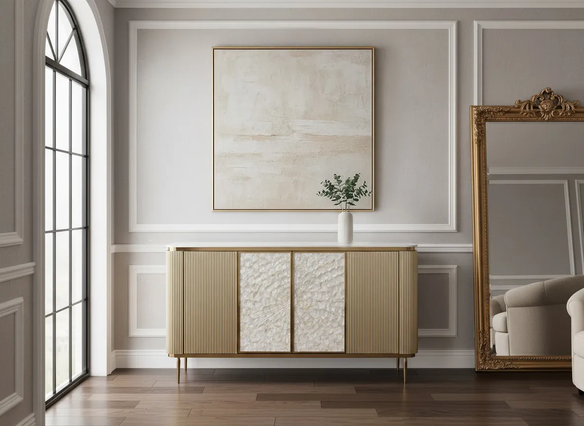 Spintelė STILI, aukso, 160x40x90 cm