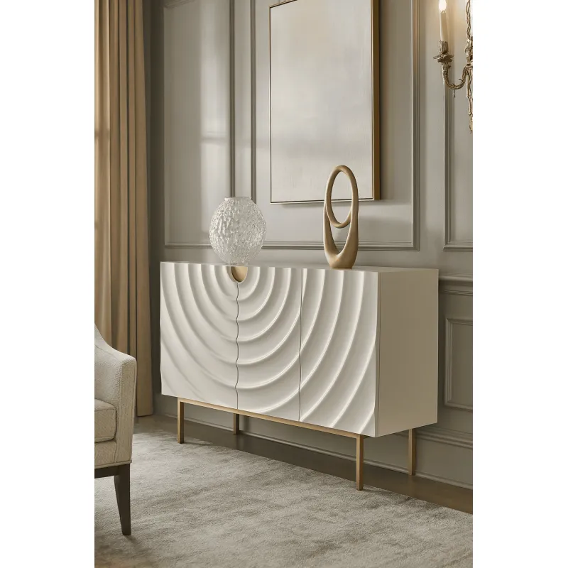 Spintelė STILI, balta-ecru, 150x40x86 cm